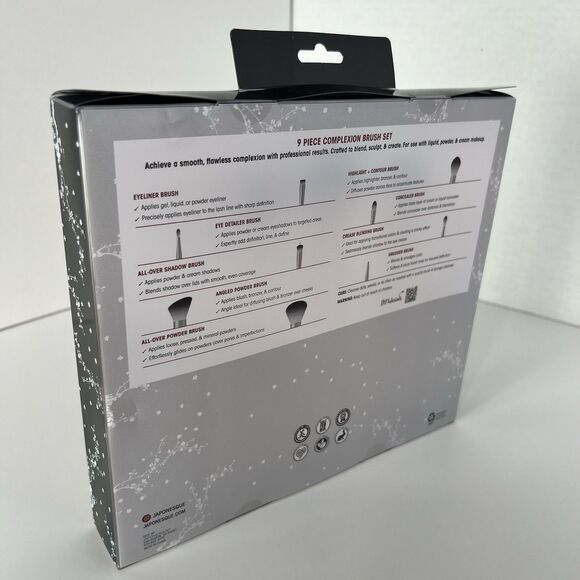 New In Box Japanese QUE 9 Pc Brush Set Full Face Make Up Set Professional Makeup - Picture 10 of 12